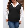 imageOYOANGLE Womens Plus Size Pullover Ribbed Solid Color Cable Knit Vest Top Sleeveless Stretch Sweater VestBlack