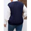imageOYOANGLE Womens Plus Size Pullover Ribbed Solid Color Cable Knit Vest Top Sleeveless Stretch Sweater VestNavy Blue