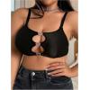imageOYOANGLE Womens Plus Size Rhinestone Sparkly Cut Out Bra Scoop Neck Full Coverage BraletteBlack