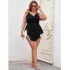 imageOYOANGLE Womens Plus Size Wrap V Neck Spaghetti Strap Asymmetrical Hem Cami Tank TopBlack