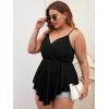 imageOYOANGLE Womens Plus Size Wrap V Neck Spaghetti Strap Asymmetrical Hem Cami Tank TopBlack