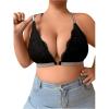 imageOYOANGLE Womens Plus Size Floral Lace Front Closure Bras Rhinestone Backless Wireless Padded BralettesBlack
