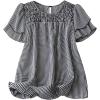 imageOYOANGLE Womens Plus Size Plaid Print Ruffle Short Sleeve Blouse Crew Neck Flowy Tunic Shirts Babydoll TopsBlack
