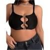 imageOYOANGLE Womens Plus Size Rhinestone Sparkly Cut Out Bra Scoop Neck Full Coverage BraletteBlack