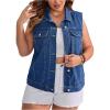 imageOYOANGLE Womens Plus Size Sleeveless Denim Jacket Vintage Button Down Jean Vest CoatMedium Wash