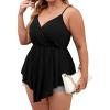 imageOYOANGLE Womens Plus Size Wrap V Neck Spaghetti Strap Asymmetrical Hem Cami Tank TopBlack