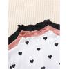 imageOYOANGLE Girls 3 Pack Short Sleeve TShirts Ribbed Knit Mock Neck Tee Shirts Heart Print TeesPink Black White