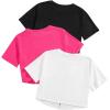 imageOYOANGLE Girls 3 Pack Short Sleeve Tee Shirts Set Twist Hem Crop Top Summer Casual TeesBlack Multi