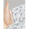 imageOYOANGLE Girls Floral Short Sleeve Ribbed Knit T Shirt Lace Trim Scoop Neck Ruched Crop TopsBlue