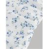 imageOYOANGLE Girls Floral Short Sleeve Ribbed Knit T Shirt Lace Trim Scoop Neck Ruched Crop TopsBlue