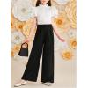 imageOYOANGLE Girls High Waisted Dress Pants Solid Pleated Trousers Casual SlacksBlack