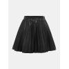imageOYOANGLE Girls PU Leather Pleated A Line Skirt Flared High Waisted Short SkirtsBlack