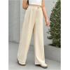 imageOYOANGLE Girls Pleated Wide Leg Pants Elastic Waist Zipper Fly Button Solid Loose TrousersApricot