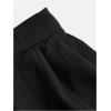 imageOYOANGLE Girls Textured Elastic Waist Wide Leg Dress Pants Basic Solid Loose Palazzo TrousersBlack