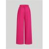 imageOYOANGLE Girls Textured Elastic Waist Wide Leg Dress Pants Basic Solid Loose Palazzo TrousersHot Pink