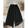 imageOYOANGLE Girls Wide Leg Pants Elastic High Waist Lace Trim Lightweight Flowy Palazzo TrousersBlack