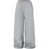 imageOYOANGLE Girls Baggy Sweatpants Elastic Waist Letter Patched Straight Leg Pants Workout Open Bottom TrousersDark Grey
