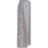 imageOYOANGLE Girls Elastic Drawstring Waist Bow Sweatpants Y2K Wide Leg Long TrousersGrey