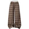 imageOYOANGLE Girls Gingham Pants Elastic Waist Tie Front Straight Leg Plaid Trousers Cute BottomsBrown