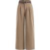 imageOYOANGLE Girls High Waisted Pleated Wide Leg Pants Formal Uniform Dress Trousers with BeltKhaki