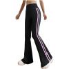 imageOYOANGLE Girls Side Striped Bow Flared Pants Bowknot Yoga Dance Bell Bottom TrousersBlack