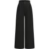 imageOYOANGLE Girls Textured Elastic Waist Wide Leg Dress Pants Basic Solid Loose Palazzo TrousersBlack