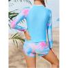 imageOYOANGLE Girls Two Piece Animal Print Tankini Set Long Sleeve Shirt Mini Shorts Cute Swimsuits