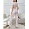 imageOYOANGLE Womens 2 Piece Cute Pajama Set Pjs Sleepwear Floral Short Sleeve Crop Tee and PantsWhite