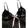 imageOYOANGLE Womens 3pcs Pajama Set Contrast Lace Bow Knot Lace Trim Cami Top and Shorts Pajama Set with RobePink Black