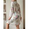 imageOYOANGLE Womens Chiffon Lace Nightgown with Robe Set Floral Cami Nightwear 2 Piece SleepwearWhite