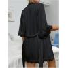 imageOYOANGLE Womens Floral Lace Bow Tie Pajama Set Spaghetti Strap Mesh Nightdress with Robe NightgownsBlack