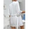 imageOYOANGLE Womens Floral Lace Bow Tie Pajama Set Spaghetti Strap Mesh Nightdress with Robe NightgownsWhite