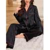 imageOYOANGLE Womens Satin Pajama Set Leopard Jacquard Button Down Sleepwear Long Sleeve Shirt Pants Pjs SleepwearBlack