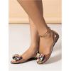 imageOYOANGLE Womens Colorful Rhinestone Peep Toe Clear Flat Sandals Dressy Casual Jelly ShoesMulticolor