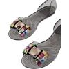 imageOYOANGLE Womens Colorful Rhinestone Peep Toe Clear Flat Sandals Dressy Casual Jelly ShoesMulticolor