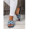 imageOYOANGLE Womens Denim Plaid Square Toe Flats Open Toe NonSlip Slide Sandals Vintage Jean SlippersLight Blue