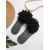 imageOYOANGLE Womens Floral Appliques Open Toe Flat Sandals Comfortable Slip on Slide SandalBlack