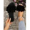 imageOYOANGLE Womens Floral Appliques Open Toe Flat Sandals Comfortable Slip on Slide SandalBlack