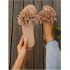 imageOYOANGLE Womens Floral Appliques Open Toe Flat Sandals Comfortable Slip on Slide SandalBrown