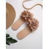 imageOYOANGLE Womens Floral Appliques Open Toe Flat Sandals Comfortable Slip on Slide SandalBrown