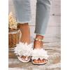 imageOYOANGLE Womens Floral Appliques Open Toe Flat Sandals Comfortable Slip on Slide SandalWhite