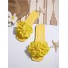 imageOYOANGLE Womens Floral Slide Sandals Square Open Toe Leather Slip on Flat SandalYellow