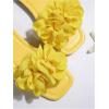 imageOYOANGLE Womens Floral Slide Sandals Square Open Toe Leather Slip on Flat SandalYellow