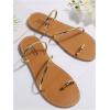 imageOYOANGLE Womens Metallic Strappy Toe Ring Sandals Open Toe Flat Slide On Thong SandalsGold