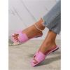 imageOYOANGLE Womens PU Leather Dressy Flat Sandals Square Open Toe Slip on Summer Slide ShoesLight Pink