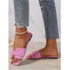 imageOYOANGLE Womens PU Leather Dressy Flat Sandals Square Open Toe Slip on Summer Slide ShoesLight Pink
