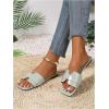 imageOYOANGLE Womens PU Leather Dressy Flat Sandals Square Open Toe Slip on Summer Slide ShoesMint Green