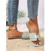 imageOYOANGLE Womens PU Leather Dressy Flat Sandals Square Open Toe Slip on Summer Slide ShoesMint Green