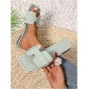 imageOYOANGLE Womens PU Leather Dressy Flat Sandals Square Open Toe Slip on Summer Slide ShoesMint Green