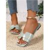 imageOYOANGLE Womens PU Leather Dressy Flat Sandals Square Open Toe Slip on Summer Slide ShoesMint Green